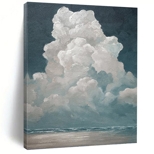 Fluffy Clouds Over the Sea - Seascape Painting On Canvas DKH1459