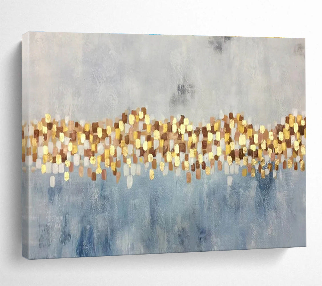 “Gold and Blue Abstract Sparkle” Painting On Canvas DKH164