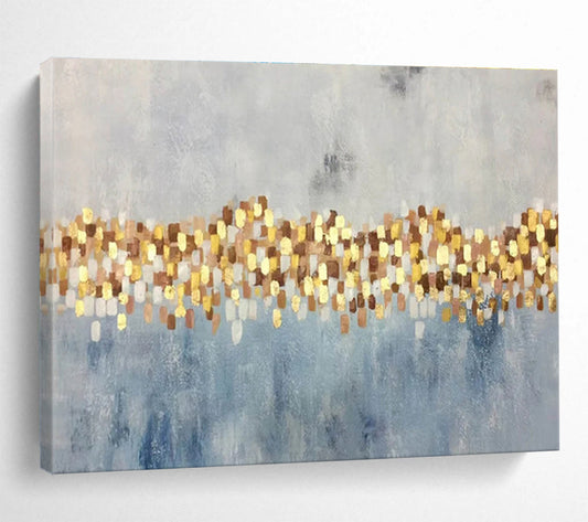 “Gold and Blue Abstract Sparkle” Painting On Canvas DKH164