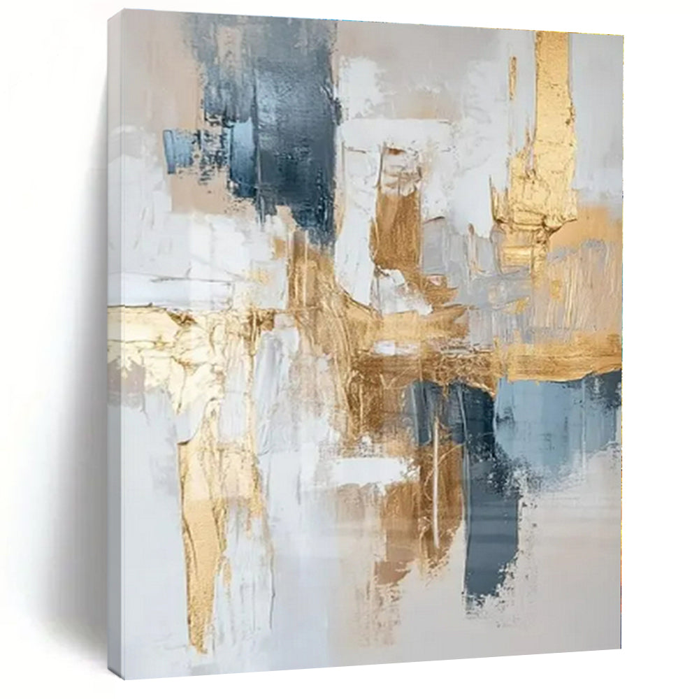 Blue - Gold Urban Abstract - Abstract Cityscape Acrylic CT1269