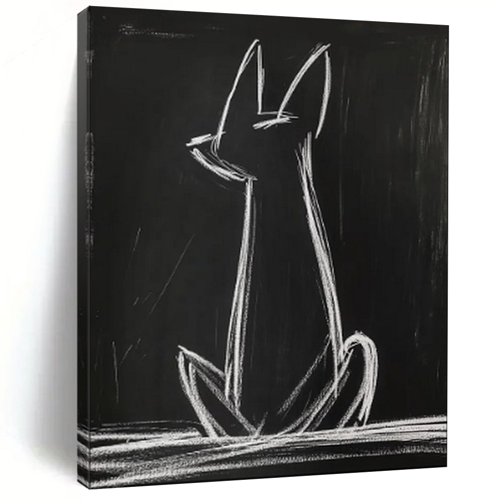 “White Cat Silhouette” - Minimalist Animal Art CT2027
