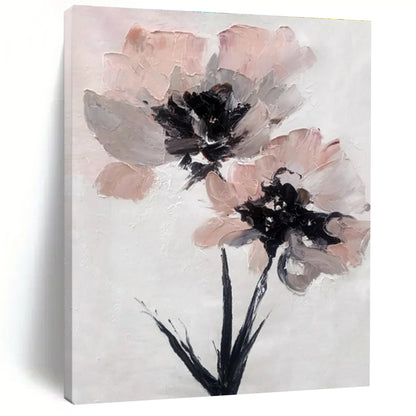 Textured Pink Flowers - Impasto Floral Acrylic Painting CT1428