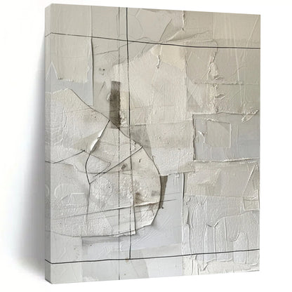 “White Abstract Collage” - Contemporary Mixed - Media Painting On Canvas DTP017