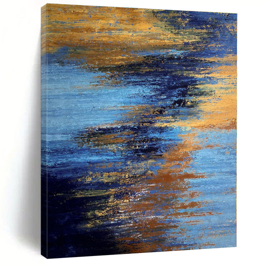 Blue - Gold Fusion - Abstract Landscape Oil Painting CT1234
