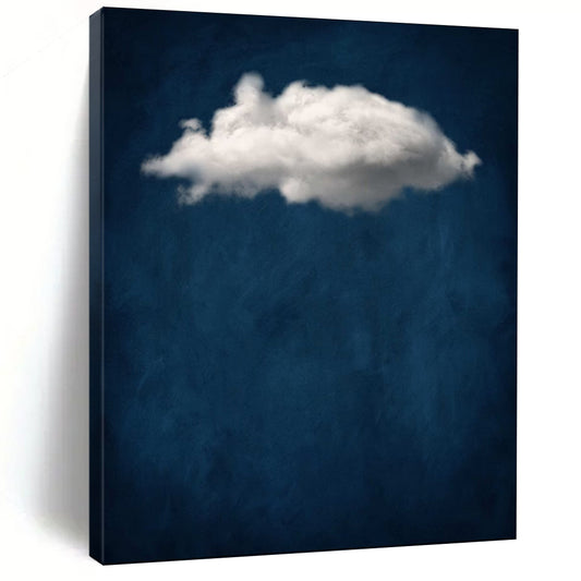 Single White Cloud Deep Blue Minimalist Sky Inspired Art CT1918