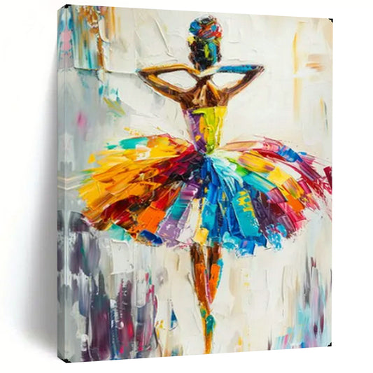 “Colorful Ballerina in Motion” – Impasto Figurative Painting On Canvas CT2118