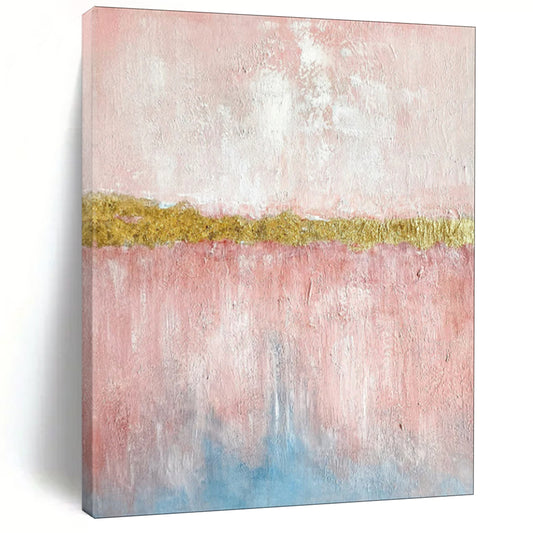 “Blush & Gold Divide” - Minimalist Abstract Acrylic on Canvas CT1884
