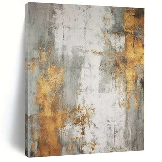 Grey - Gold Textured Abstract II - Abstract Impasto Acrylic CT1271