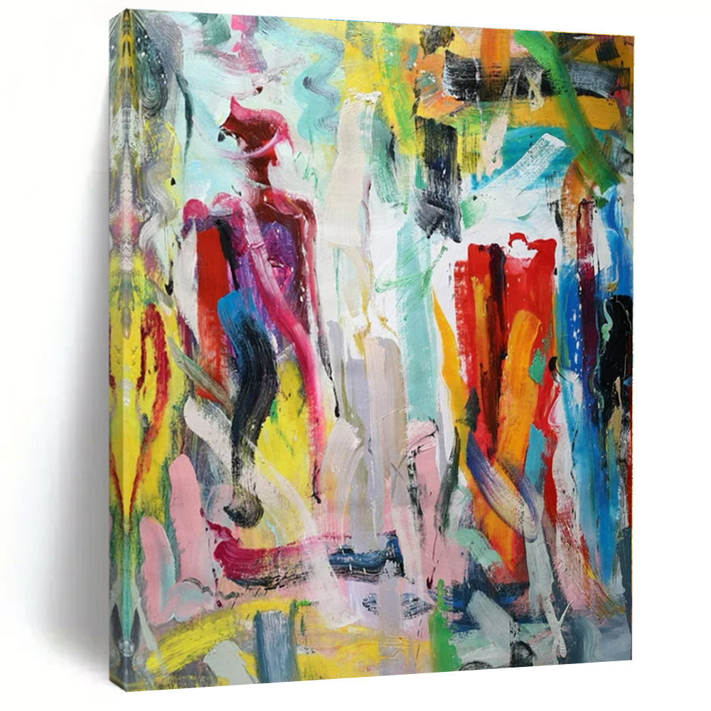 Colorful Abstract Figure - Abstract Expressionist Acrylic On Canvas CT1324