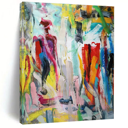 Colorful Abstract Figure - Abstract Expressionist Acrylic On Canvas CT1324