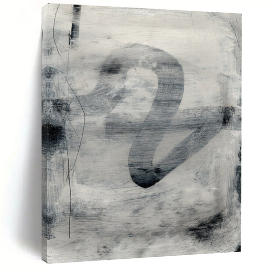 “Monochrome Gray Abstract Swirl” - Minimalist Abstract Painting On Canvas DTP189