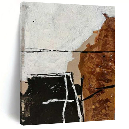 “Brown, Black, White Geometric Abstract” – Geometric Abstract Painting CT1126