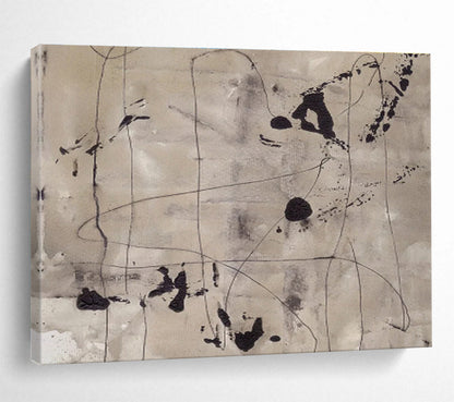 “Ink - Like Abstract Lines” Abstract Ink - Inspired Painting On Canvas DKH446
