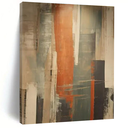 “Brown - Orange - Gray Abstract Layers” ，Abstract Acrylic Painting CT0813