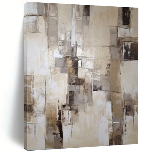Neutral Tonal Abstract Blocks - Abstract Painting On Canvas DKH1307