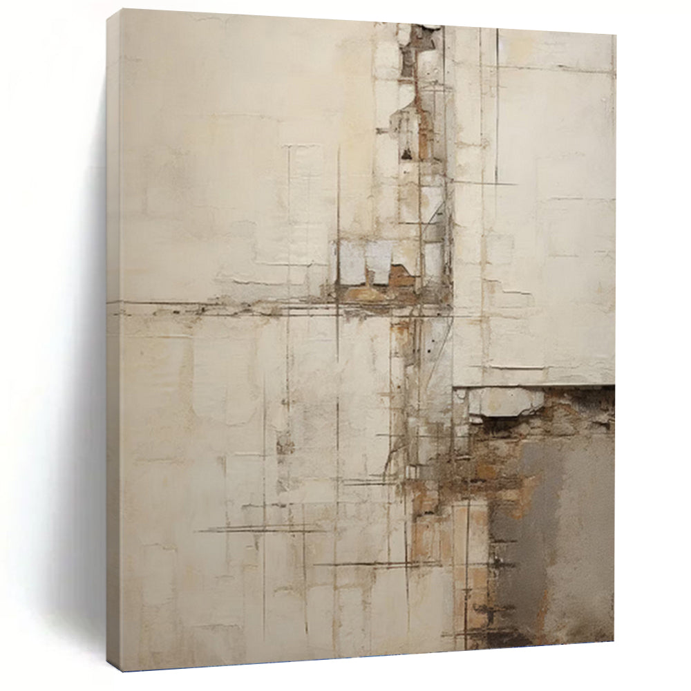 Textured Neutrals Abstract Grid - Abstract Painting On Canvas DKH1319