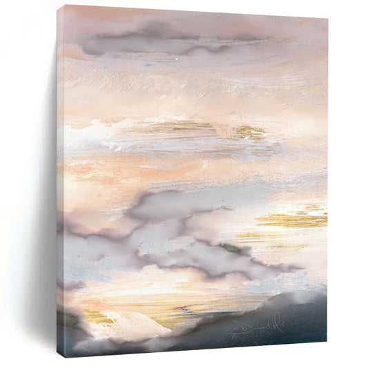 “Golden - Accented Sky” - Abstract Landscape Painting On Canvas DTP166
