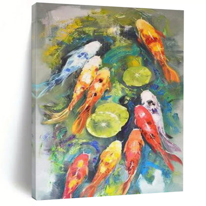 “Colorful Koi Fish Abstract” - Animal - Inspired Abstract Painting On Canvas CT2351