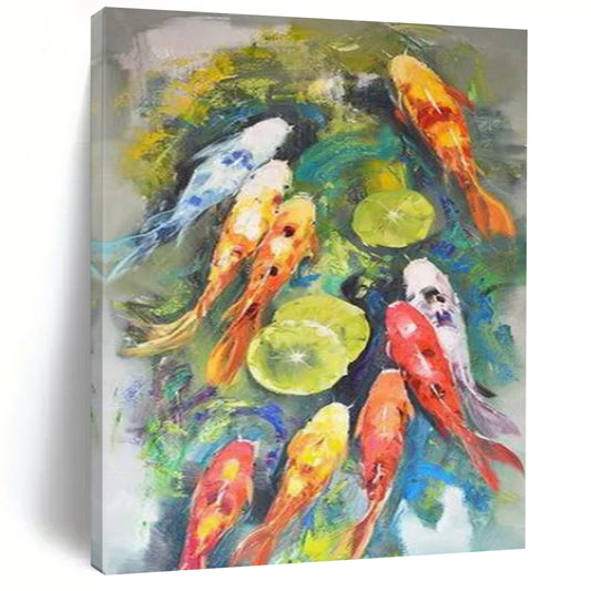 “Colorful Koi Fish Abstract” - Animal - Inspired Abstract Painting On Canvas CT2351