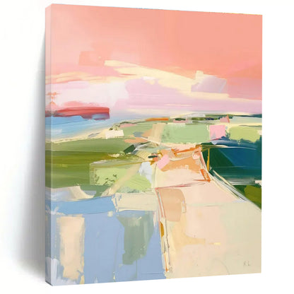 Pastel Landscape Abstraction, "Dreamy Horizons" - Abstract Landscape Painting CT0706