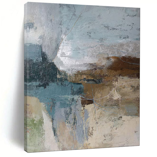 “Layered Blues and Browns Abstract Textures” - Abstract Oil Painting CT1923