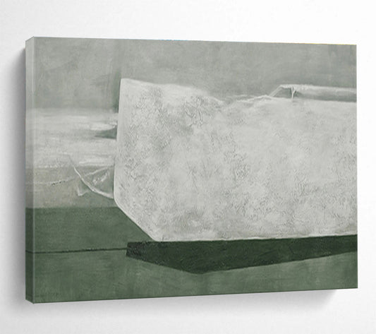 Gray - Green Abstract Form - Minimalist Abstract Painting On Canvas DKH611