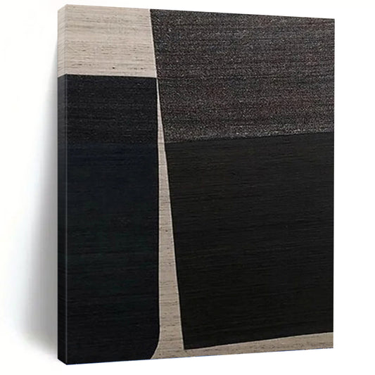 “Black and White Geometric Abstract” - Minimalist Painting On Canvas DKH1114