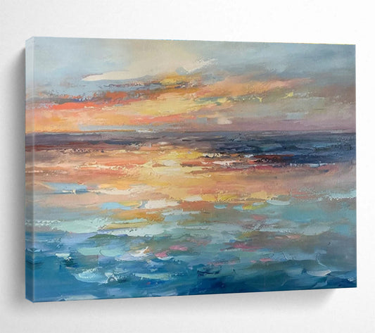 Colorful Sunset and Ocean “Dreamy Coastal Twilight” Painting On Canvas DKH119