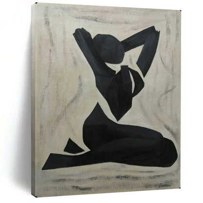 “Black Abstract Figure” – Cubist - Inspired Oil Painting On Canvas CT2164