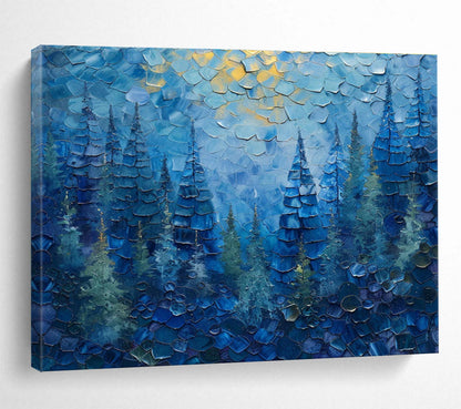 Blue Forest with Golden Highlights Painting On Canvas DKH672
