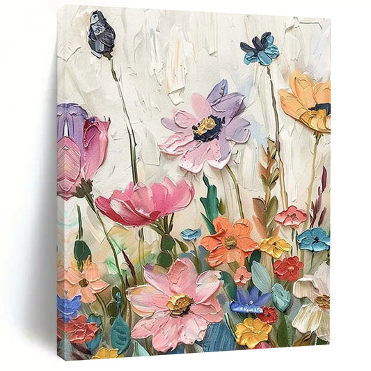 “Textured Floral Medley” - Impressionist Flower Painting On Canvas DTP087