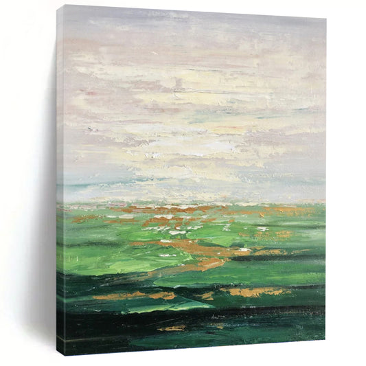 Soft Green and Gold Landscape Abstract - Abstract Painting On Canvas DKH1341
