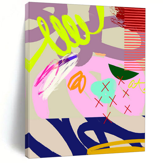Neon, Pink, Purple, Bold Strokes - "Neon Doodle Dream" - Abstract Expressionist Painting CT1842