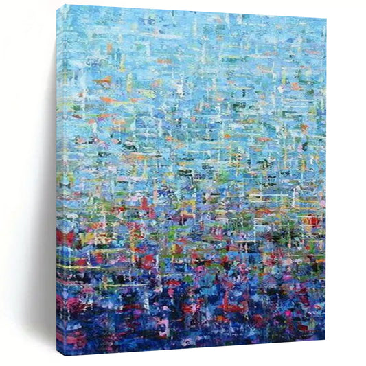 “Blue Abstract Pointillist - Style” - Abstract Painting On Canvas CT2349