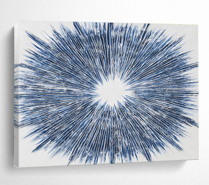 Radiating Blue Lines Star - like Painting On Canvas DKH212