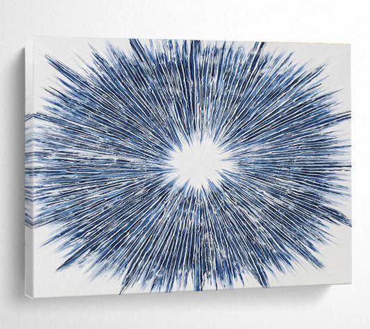 Radiating Blue Lines Star - like Painting On Canvas DKH212