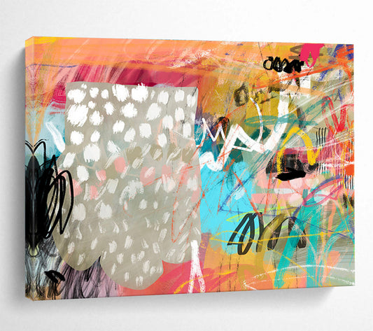 Colorful Doodle - Style Abstract “Playful Doodle Delight” Painting On Canvas DKH078