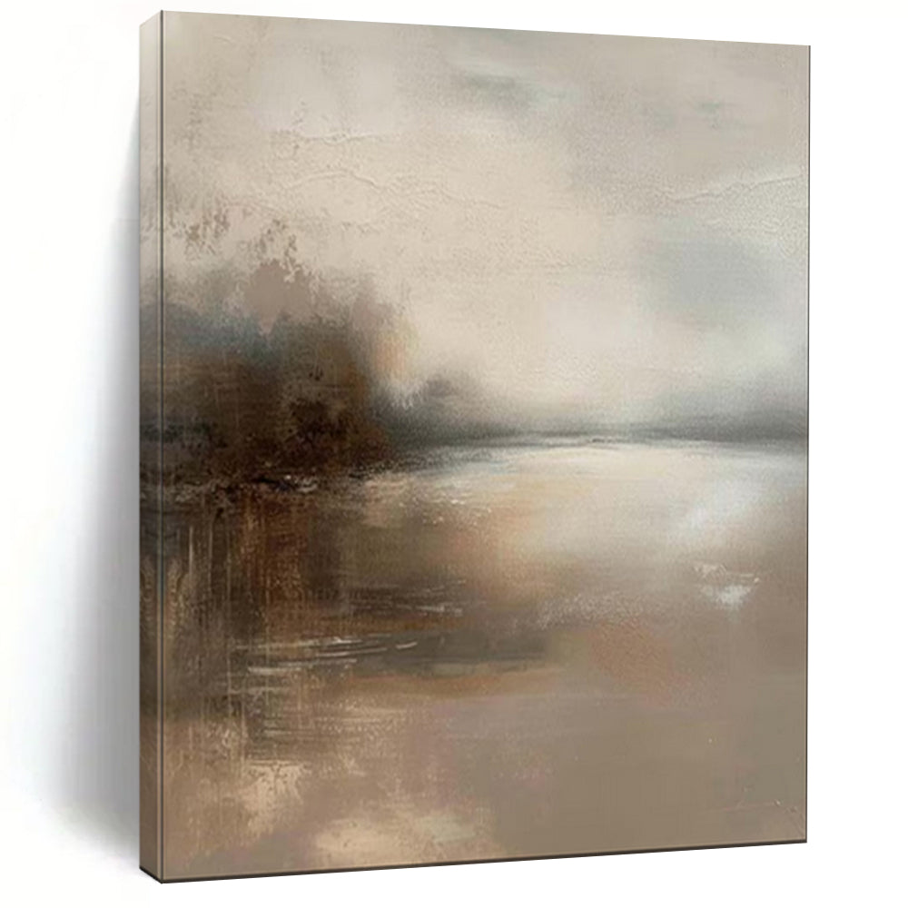 “Muted Mist: Lake at Dusk” - Abstract Landscape Oil on Canvas CT1874