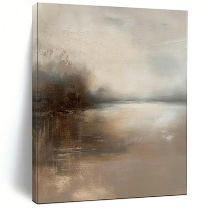 “Muted Mist: Lake at Dusk” - Abstract Landscape Oil on Canvas CT1874