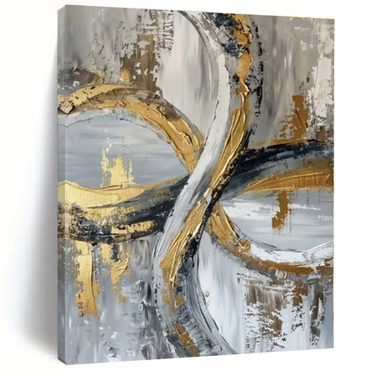 Intertwined Gold & Grey Loops - Abstract Textured Acrylic CT1251