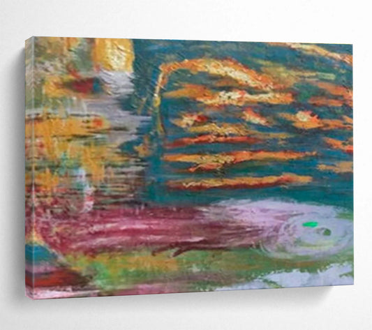 “Colorful Swirling Textures” Abstract Impasto Painting On Canvas DKH371
