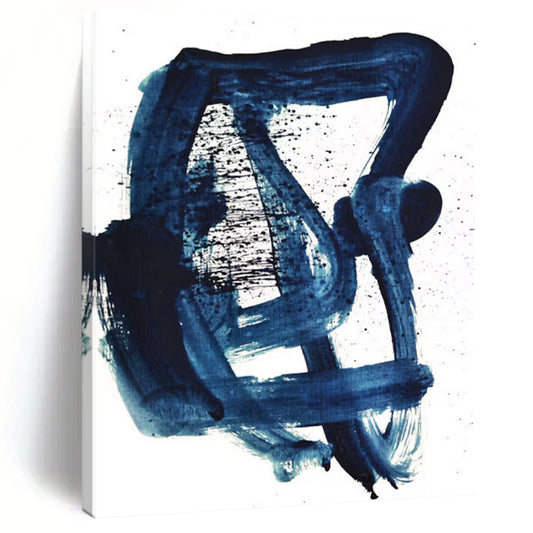 “Indigo Abstract Gestures” - Abstract Expressionist Painting On Canvas DTP161
