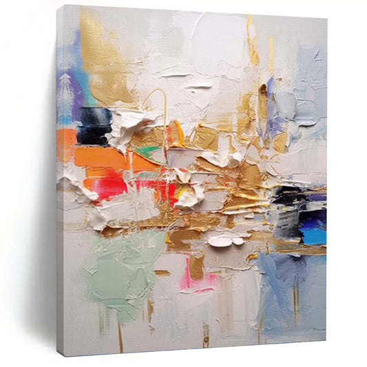 “Colorful Textured Abstraction with Gold Accents” - Vibrant Abstract Painting On Canvas DKH1056