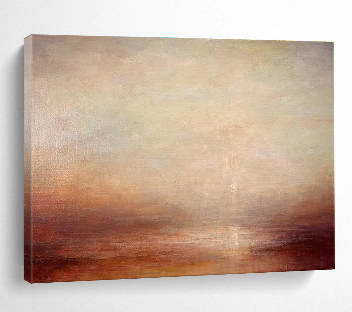 “Soft Earth Tones Blurred Horizon” - Subtle Landscape Painting On Canvas DKH775