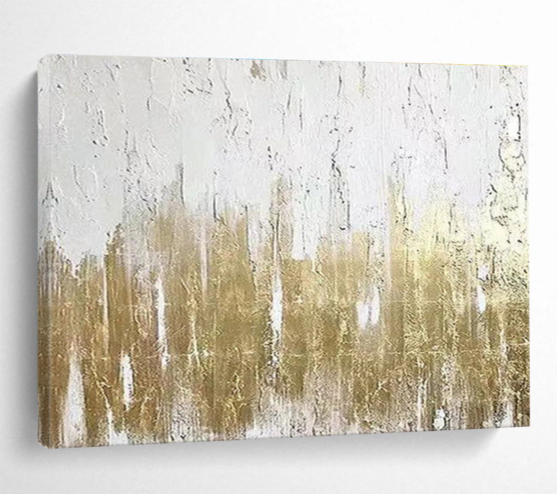 “Gold - Textured Abstract” Abstract Mixed - Media Painting On Canvas DKH427
