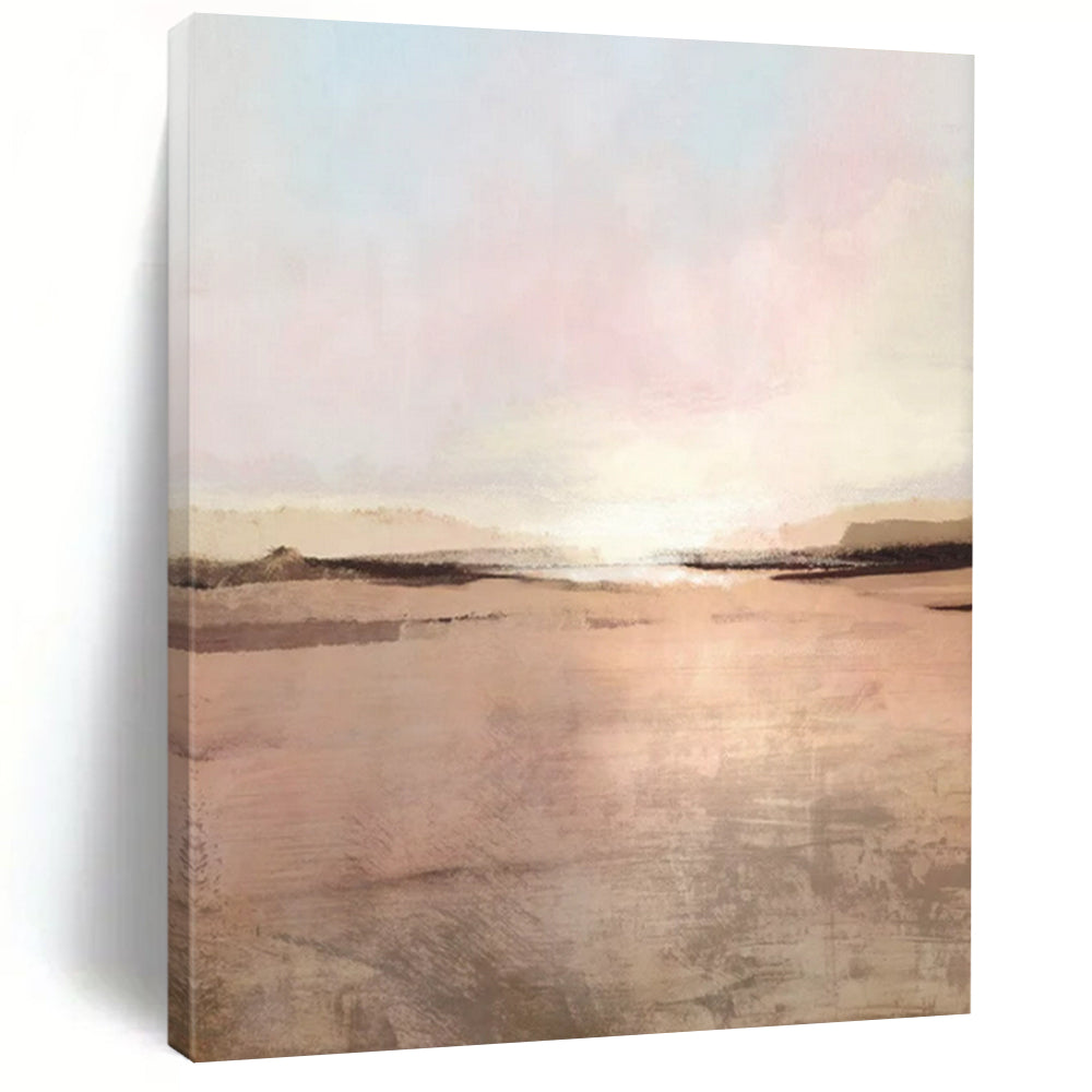 “Soft Pink & Beige Coastal Sunset” - Landscape - Inspired Abstract Painting On Canvas CT2314