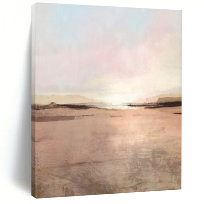 “Soft Pink & Beige Coastal Sunset” - Landscape - Inspired Abstract Painting On Canvas CT2314