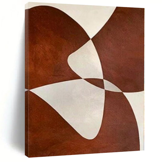 “Brown and White Intertwined Forms” – Geometric Abstract Painting CT1114