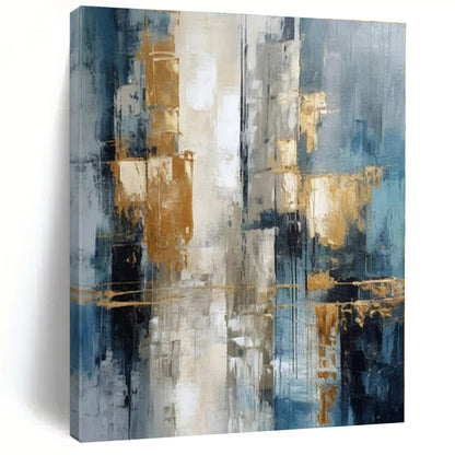 Blue - Grey Urban Gold - Abstract Cityscape Acrylic CT1257