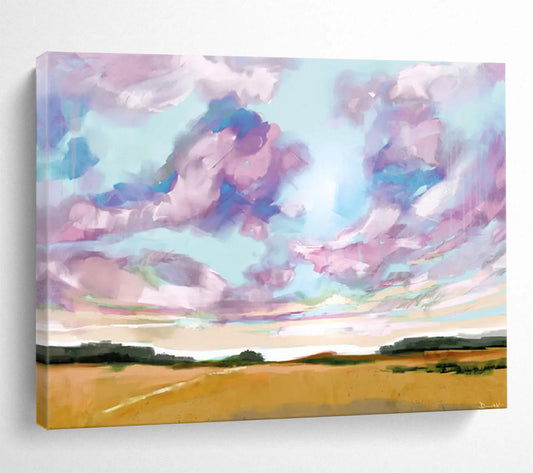 “Vibrant Sky and Field Abstract” Landscape - inspired Abstract Painting On Canvas DLZ149